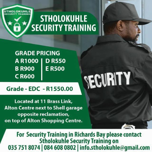 Stholokuhle Security Training grade pricing flyer